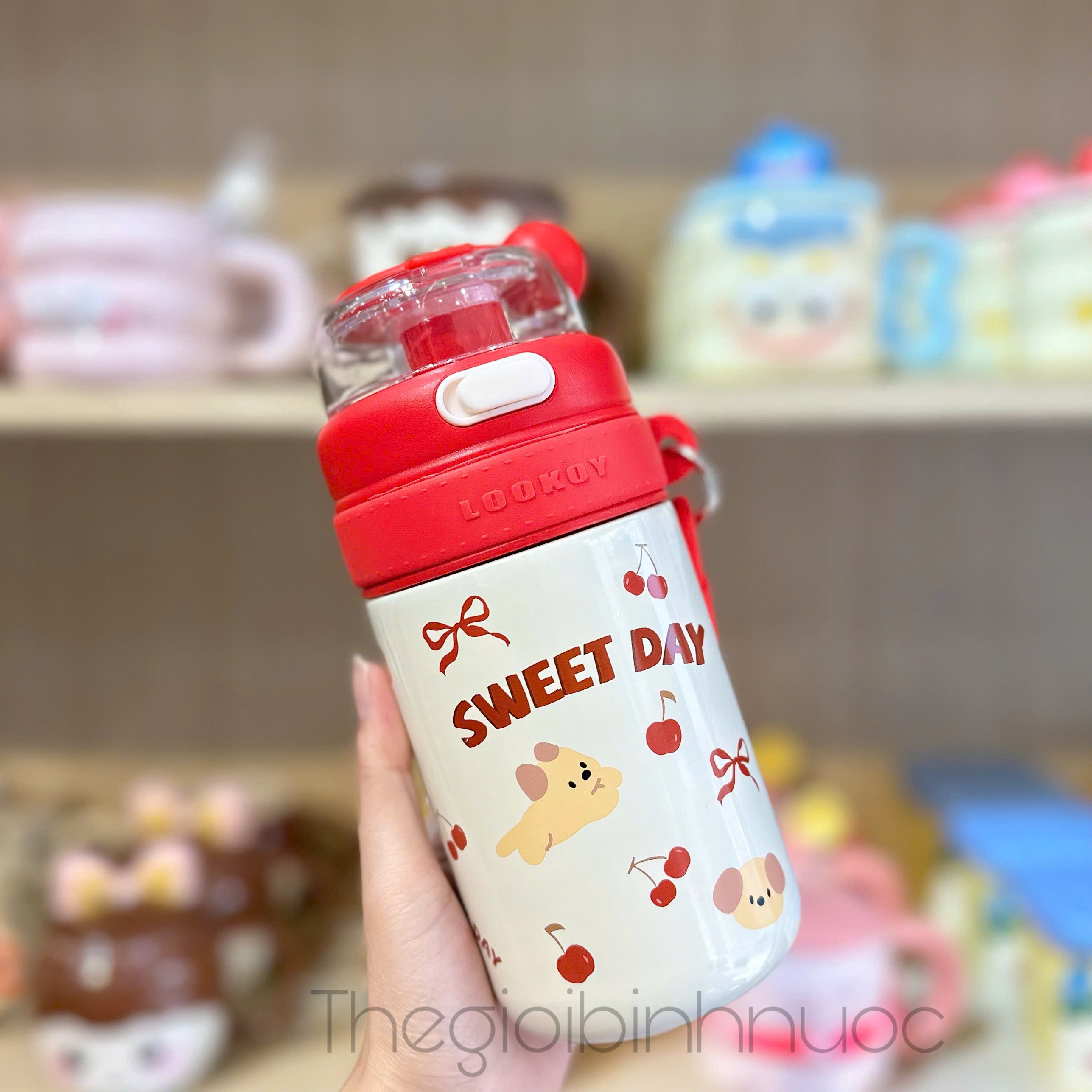 Bình Giữ Nhiệt Dễ Thương Inox 316 Cao Cấp 500ML Kèm Dây Xách