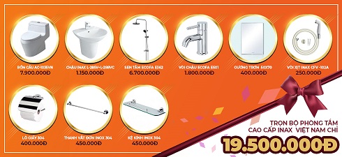 Trọn bộ phòng tắm cao cấp Inax Việt nam chỉ với 19.500.000 đ