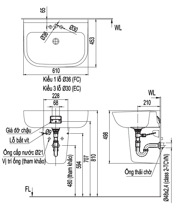 Chân chậu ngắn INAX L-298VC