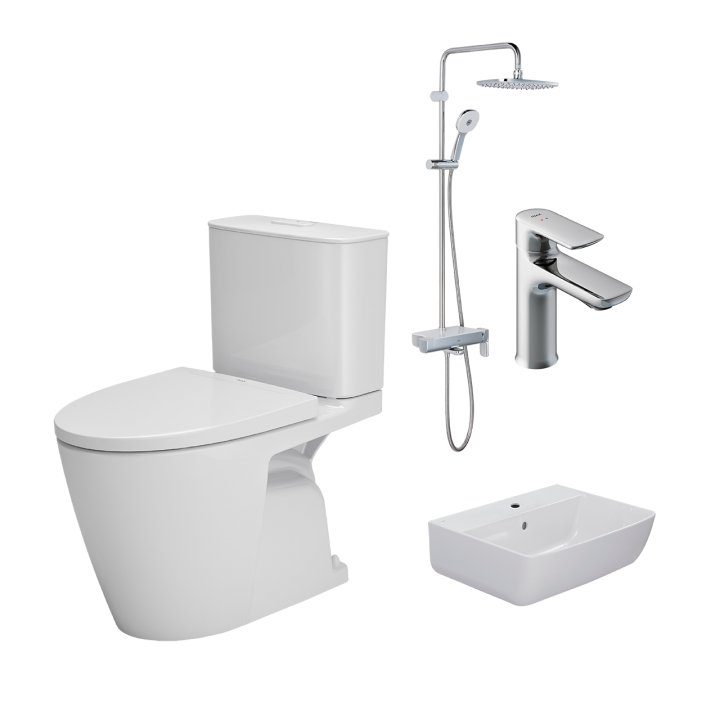 Bồn cầu AC-602VN +Chậu rửa L-312V(EC/FC)+Vòi chậu LFV-612S+Sen cây BFV-615S-8C