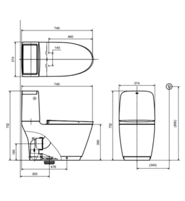 Bồn cầu 2 khối xả cảm ứng INAX ACT-832+CW-KB22AVN
