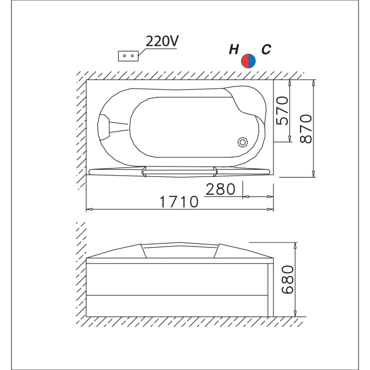 Bồn tắm massage Caesar MT3370S