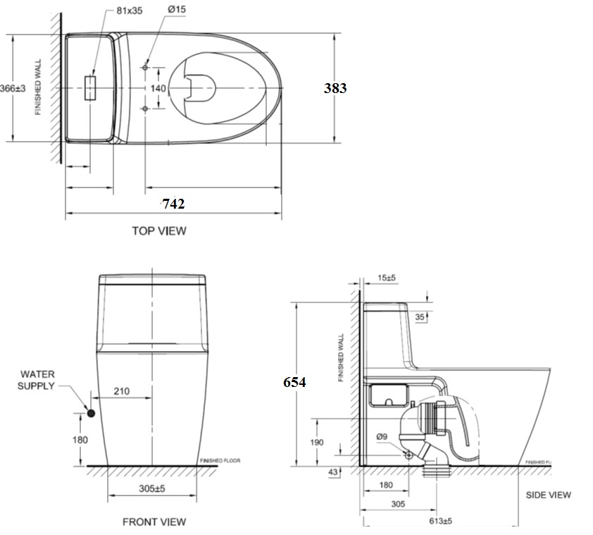 Bồn Cầu 1 khối American Standard VF-1808E Dòng Acacia