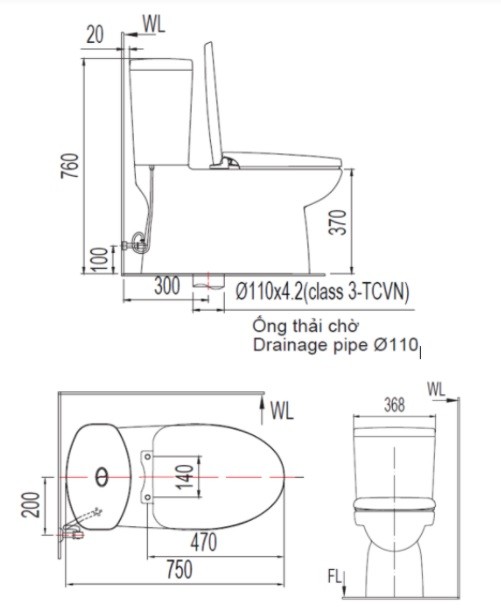 Bồn Cầu 2 Khối American Standard VF-2719S Nắp Rửa Slim