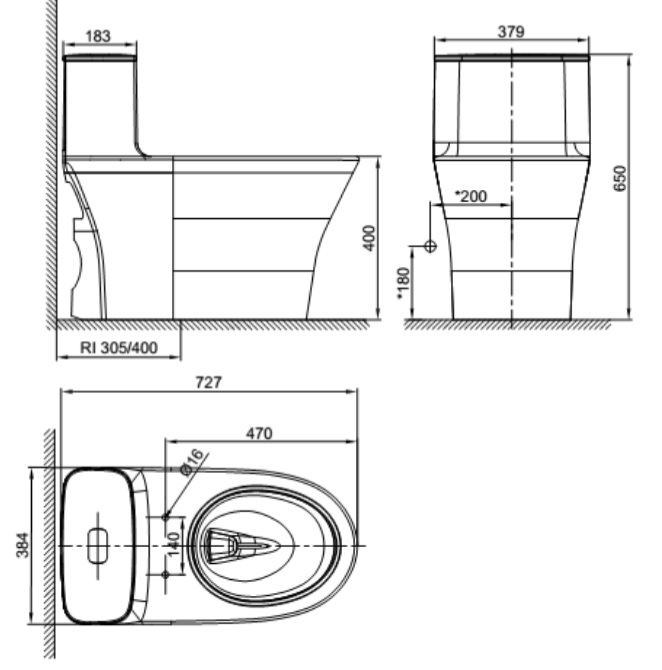 Bồn Cầu 1 khối American Standard WP-1880N