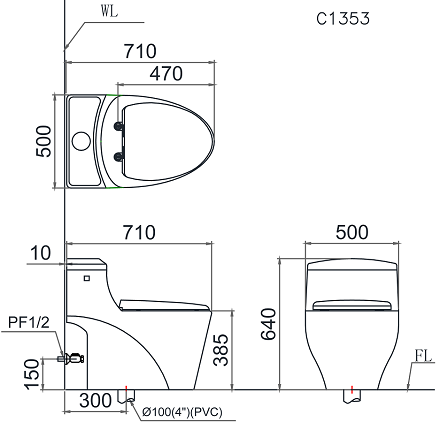 Bồn Cầu Caesar C1353 1 Khối