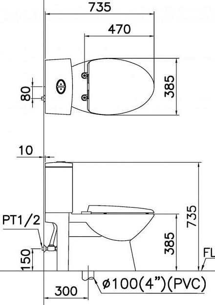 Bồn Cầu Thông Minh CAESAR CD1340/TAF200H 2 Khối