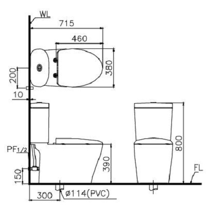 Bồn cầu 2 khối Caesar CD1348