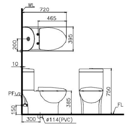 Bàn Cầu Nắp Rửa Cơ Caesar CD1349/TAF050 2 Khối