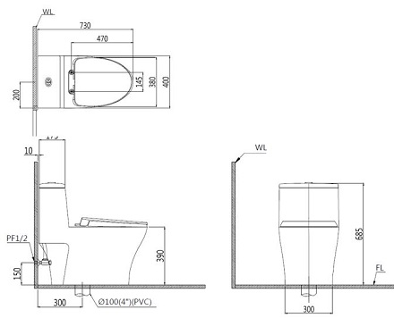 Bồn cầu 1 khối caesar CD1356