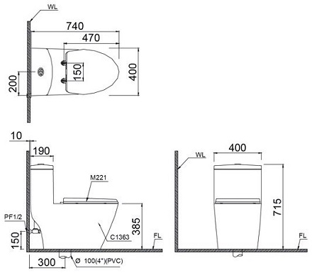 Bồn Cầu Thông Minh CAESAR CD1363/TAF200H 1 Khối