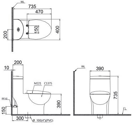 Bồn Cầu Điện Tử CAESAR CD1375/TAF200H