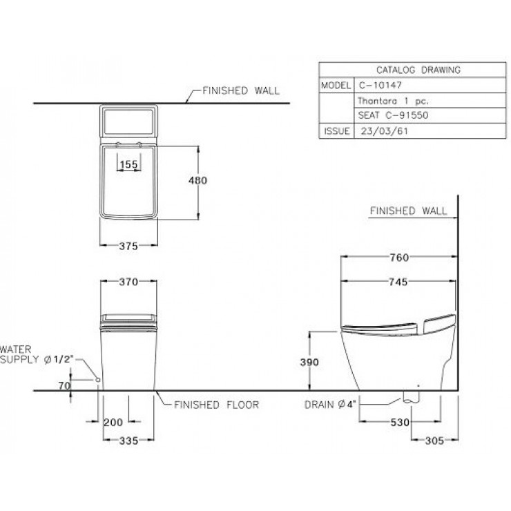 Bồn Cầu 1 khối COTTO C10147 Thantara