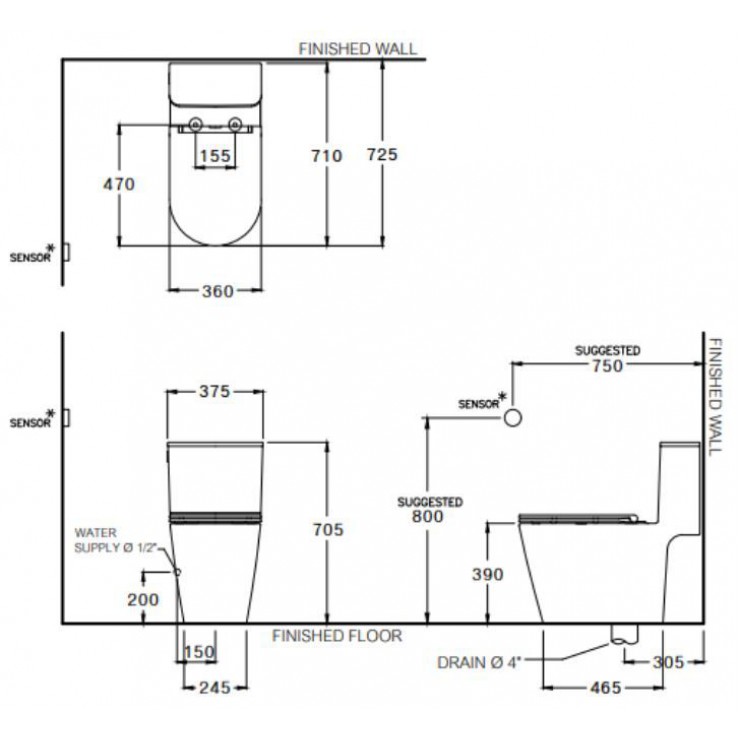 Bồn Cầu 1 khối COTTO C103357 Cảm Ứng Chạm