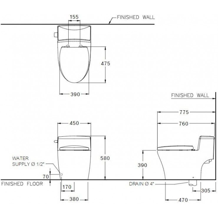 Bồn Cầu 1 khối COTTO C10347 Pause