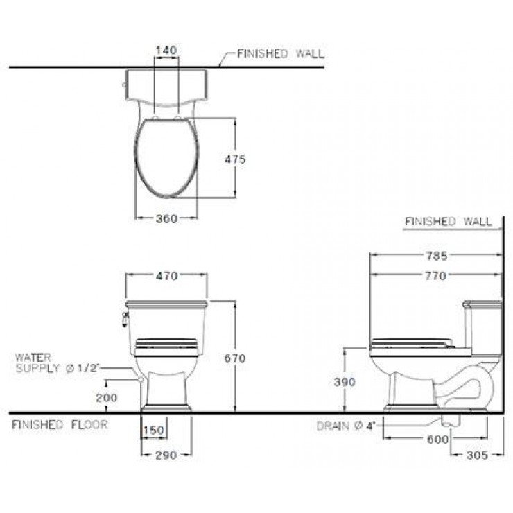 Bồn Cầu COTTO C10617 Hai Khối Classique Xả Gạt