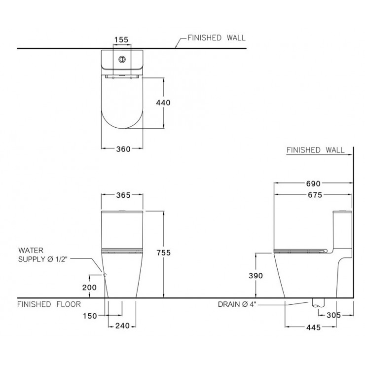 Bồn Cầu COTTO C125117 2 Khối Simply Connect