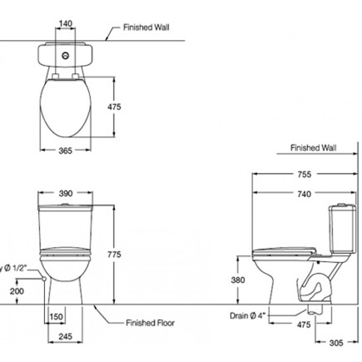 Bồn Cầu COTTO C1371 Hai Khối Alex II