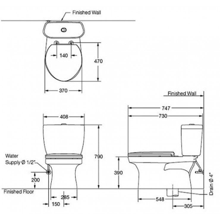 Bồn Cầu 2 Khối COTTO C1389 Xả Nhấn