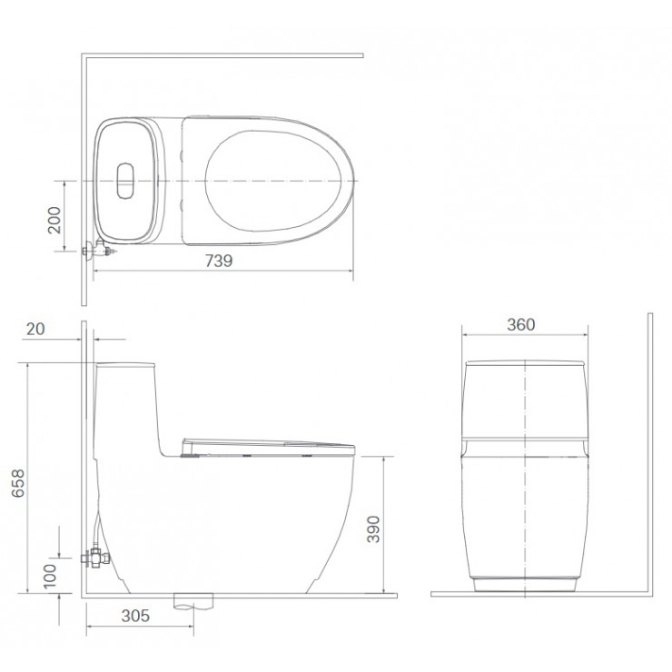 Bồn cầu 2 khối xả cảm ứng INAX AC-1052+CW-S32VN
