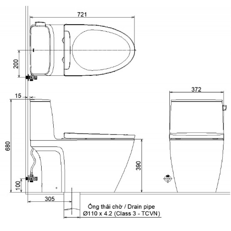 Bồn cầu INAX 1 khối AC-912 nắp rửa điện tử CW-H18VN