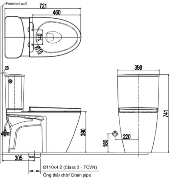 Bồn cầu 2 khối xả cảm ứng INAX ACT-602VN