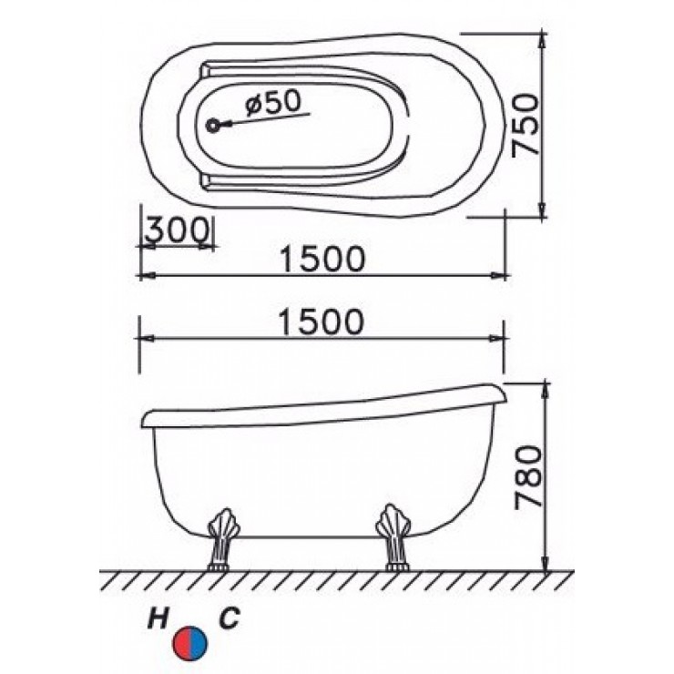 Bồn Tắm Caesar KT1150 Đặt Sàn 1.5M