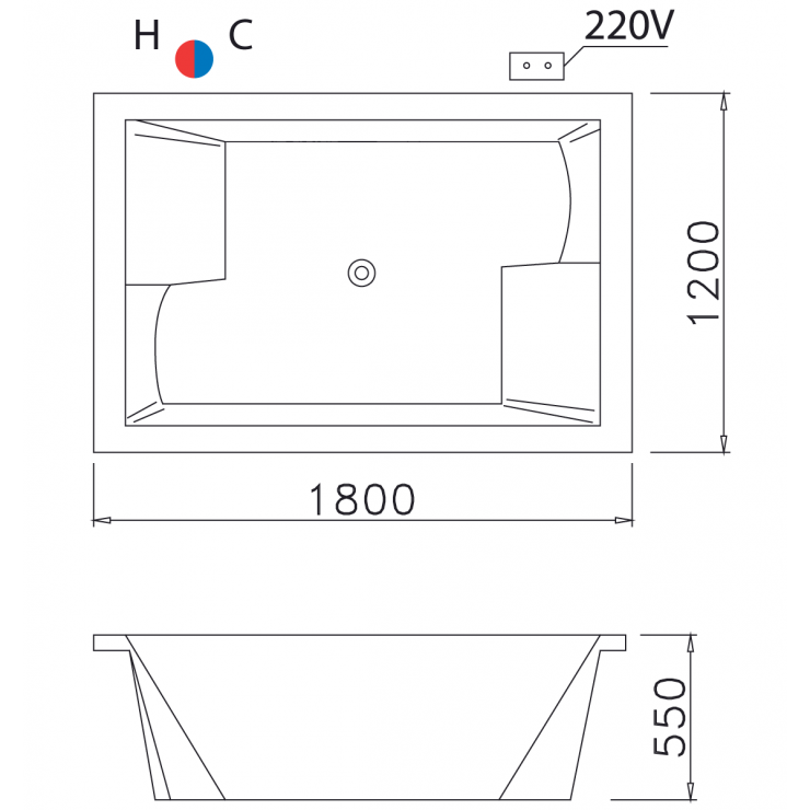 Bồn tắm đôi masage đèn Caesar MT7180RCH