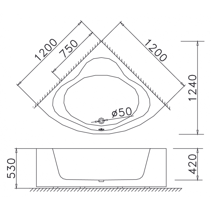 Bồn Tắm Góc Caesar AT5220 Chân Yếm 1.2M
