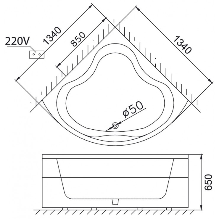 Bồn tắm góc massage Caesar MT5133
