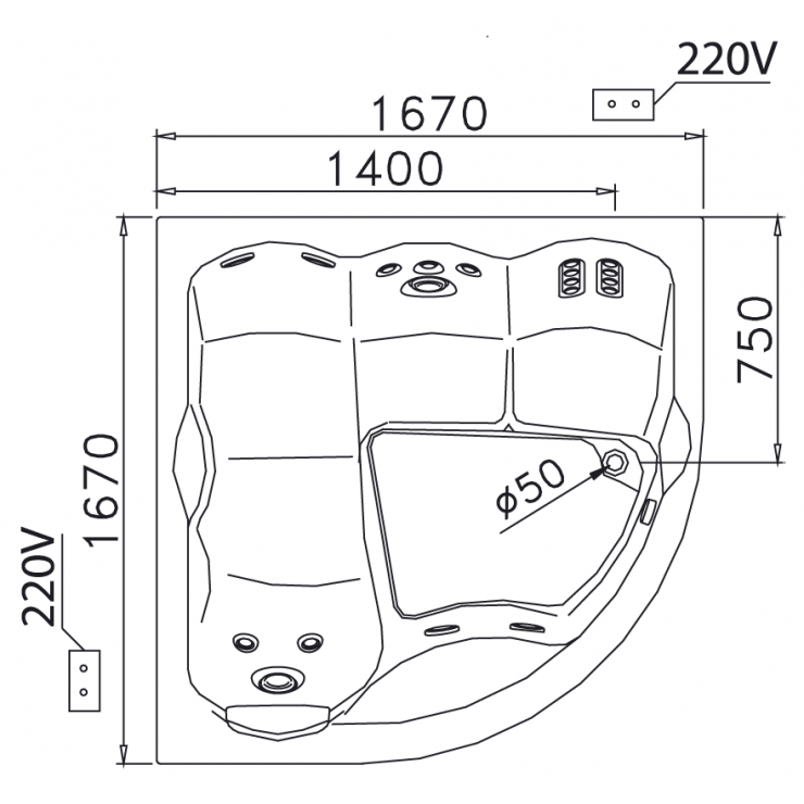 Bồn tắm massage Caesar MT5165