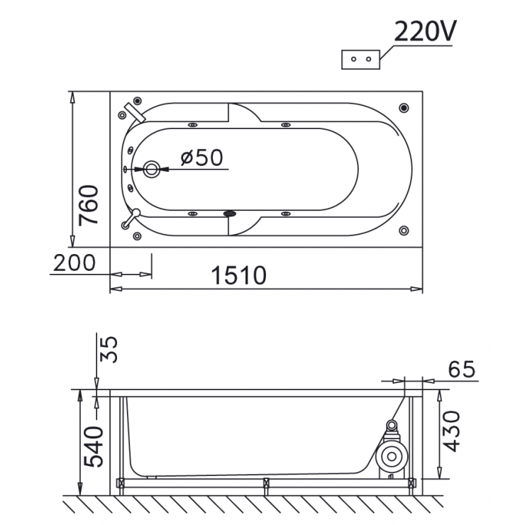 Bồn tắm massage Caesar MT0250
