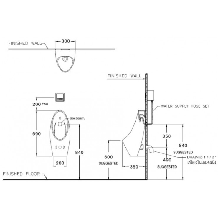 Bồn Tiểu Nam COTTO C30207BI Chloe Treo Tường
