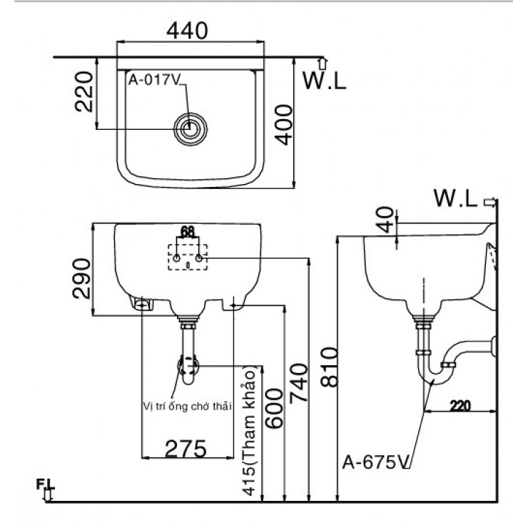 Chậu rửa treo tường INAX S-17V