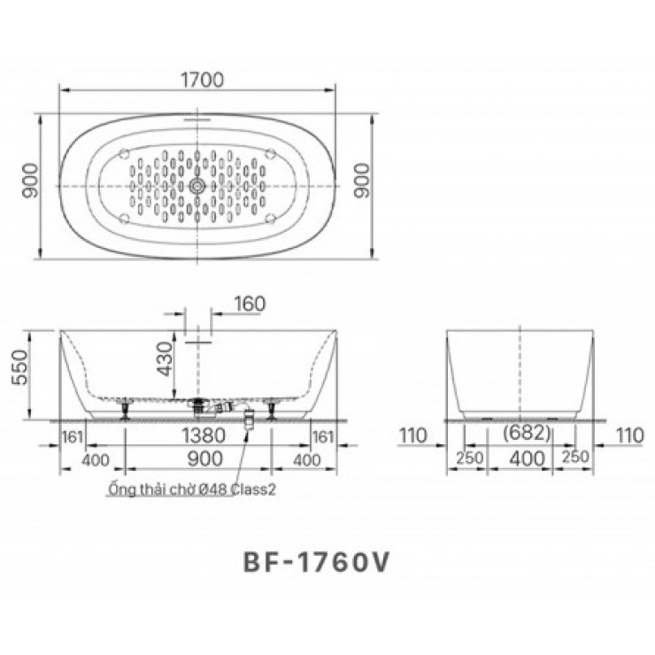 Bồn tắm INAX đặt sàn BF-1760V