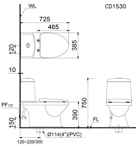 Bồn Cầu Hai Khối Ceasar CD1530