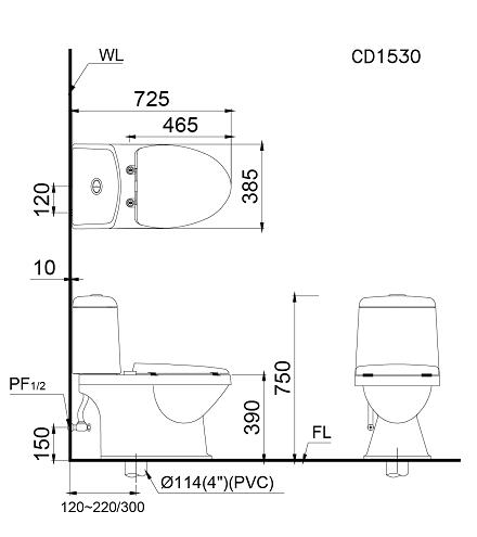 Bàn Cầu Nắp Rửa Cơ CAESAR CD1530/TAF050