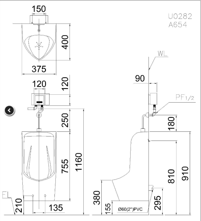 Bồn tiểu nam Caesar U0288