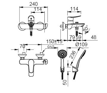 Vòi sen tắm nóng lạnh  INAX BFV-503S