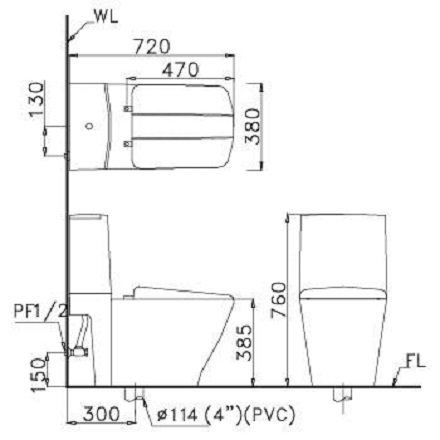 Bồn cầu 2 khối caesar CD1346