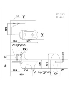 Bồn Cầu Xổm CAESAR C1230+BF525 Kèm Bộ Xả