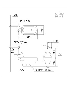 Bồn Cầu Xổm CAESAR C1250+BF446 Kèm Bộ Xả
