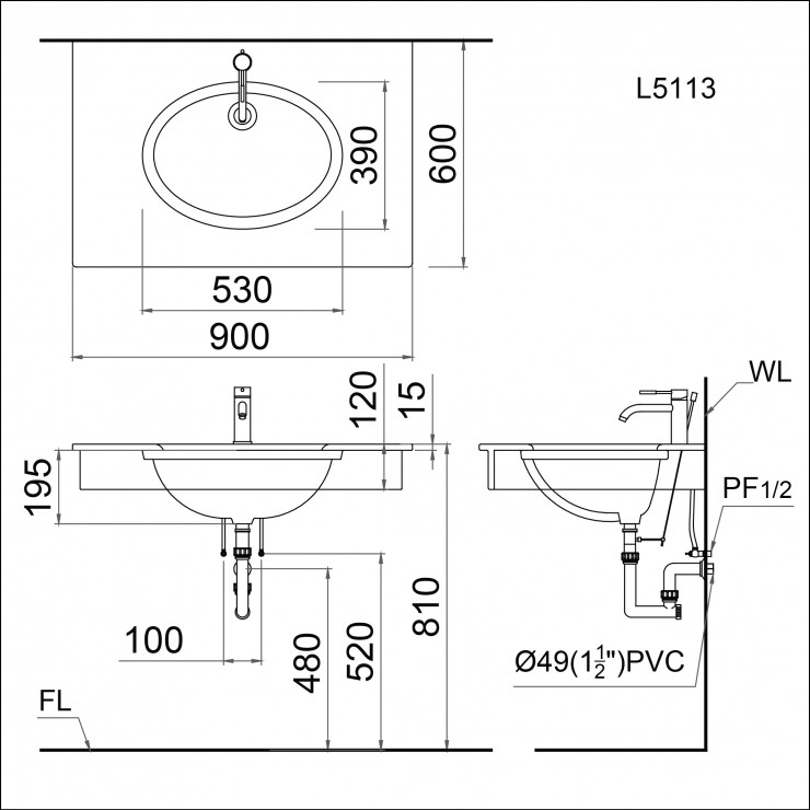Chậu Rửa Âm Bàn CAESAR L5113