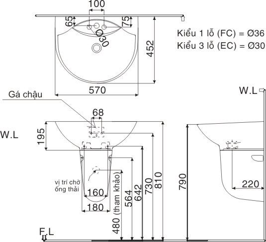 Chân chậu ngắn INAX L-288VC