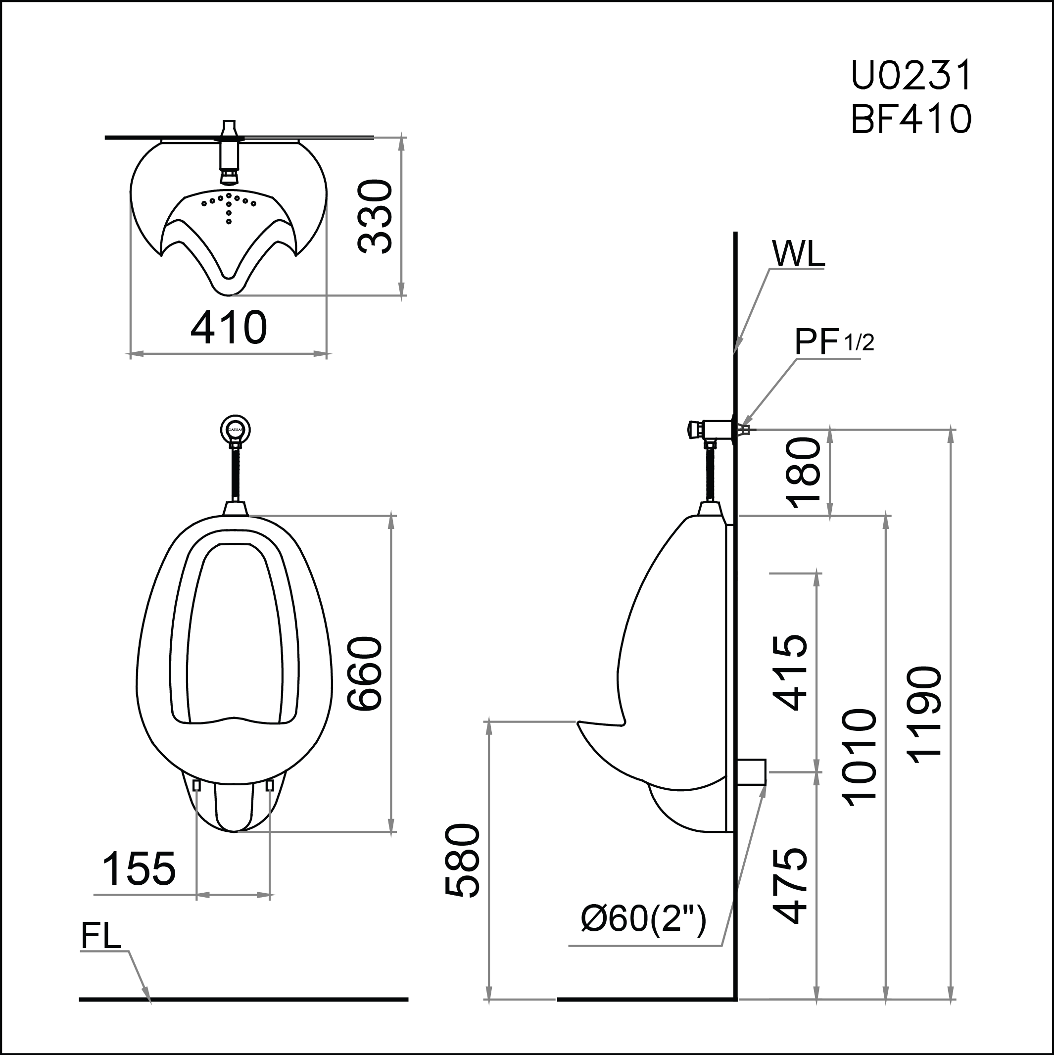 Bồn tiểu nam Caesar U0231