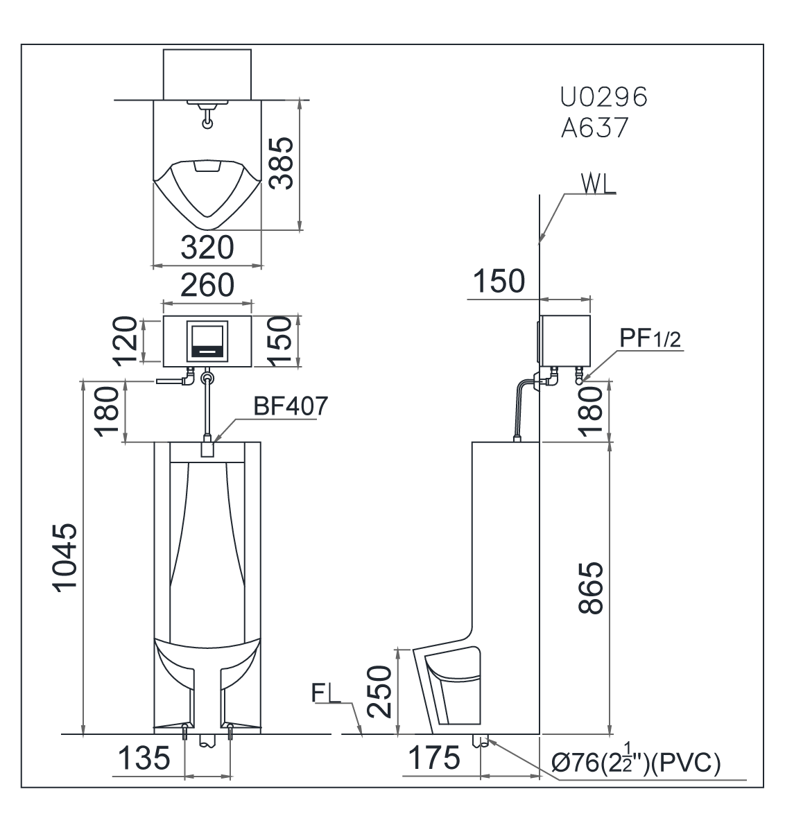 Bồn tiểu nam Caesar U0296