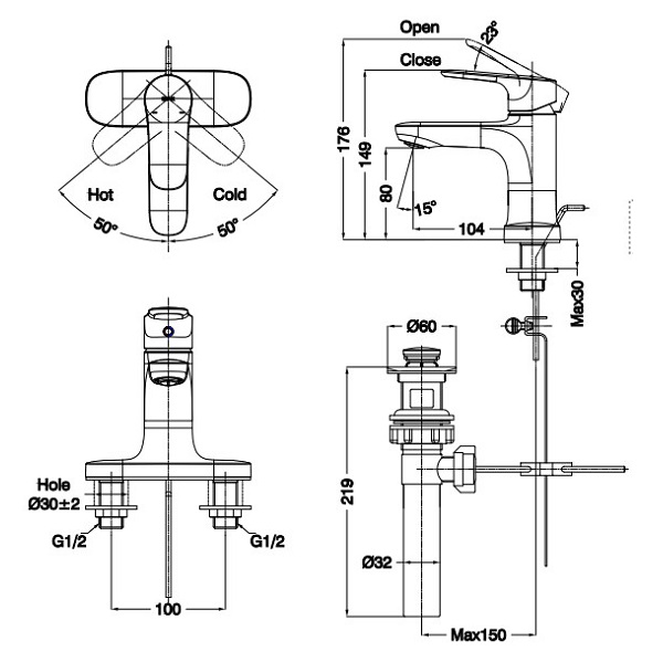 Vòi chậu đặt bàn INAX LFV-1401S