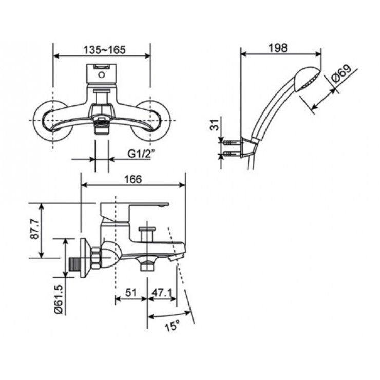 Vòi Sen gắn tường American Standard Seva WF-6511