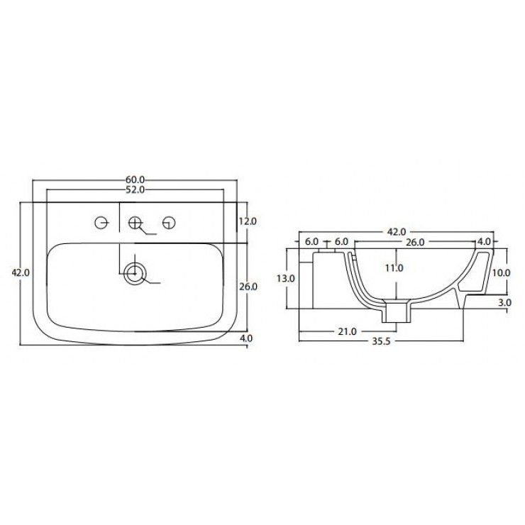 Bộ Chậu Rửa Lavabo Và Chân Ngắn Treo Tường Viglacera CD50