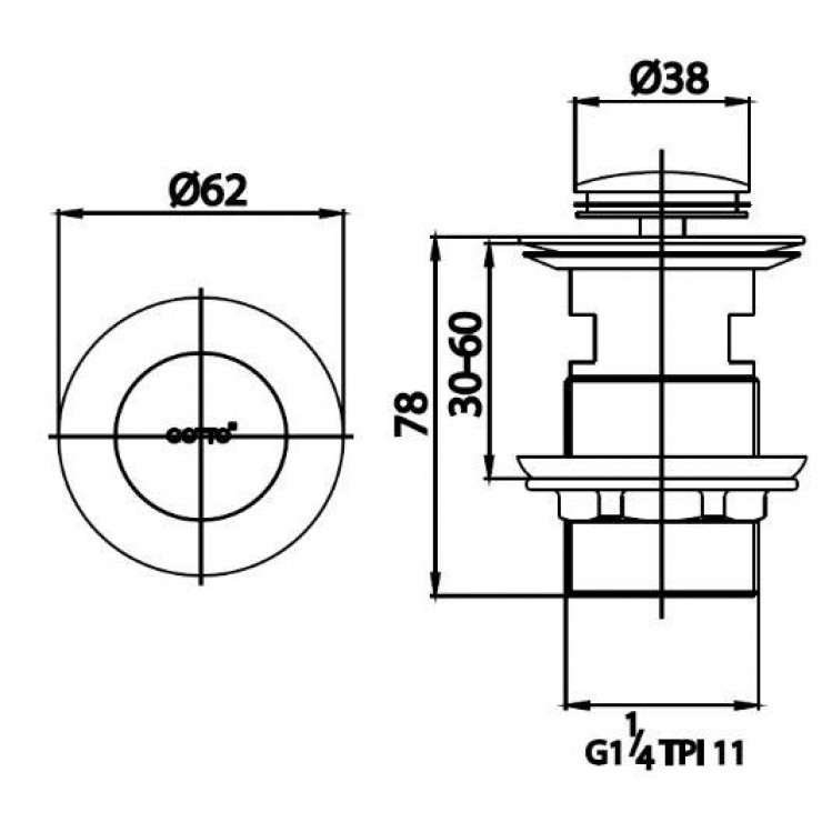 Nút Nhấn Lavabo COTTO CT677-GR Màu Vàng